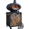 forno TERRA con carrello 60x60 a legna morso in ghisa, piano fuoco in refrattario