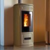 stufa a pellet P230 C with base, Rolling top, Reburn, Maiolica radiante, Premium Plus, APP WI-FI bluetooth, Programming, Fuel level sensor, Pellet quality system, Multifuoco System, Top flue outlet, Automatic cleaning, wall attached, Porta funzionale e di design, Natural mode, Majolica, Maiolica, Dual power, Multicomfort Plus, Hermetic, Trend power, Upper flue outlet, Left rear flue, Optional Remote control Coaxial