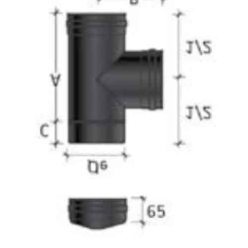 raccordo a T con tappo per condotto fumi stufe a pellet